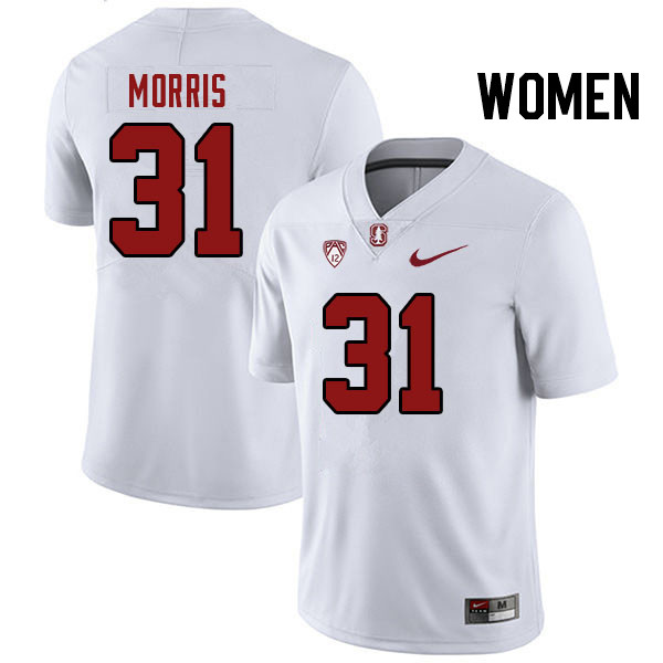 Women #31 Aaron Morris Stanford Cardinal College Football Jerseys Stitched Sale-White